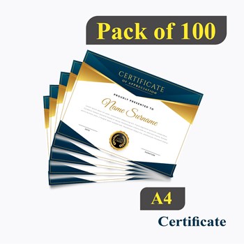 CERTIFICATE PRINTING PACK OF 100 ECONOMY PAPER